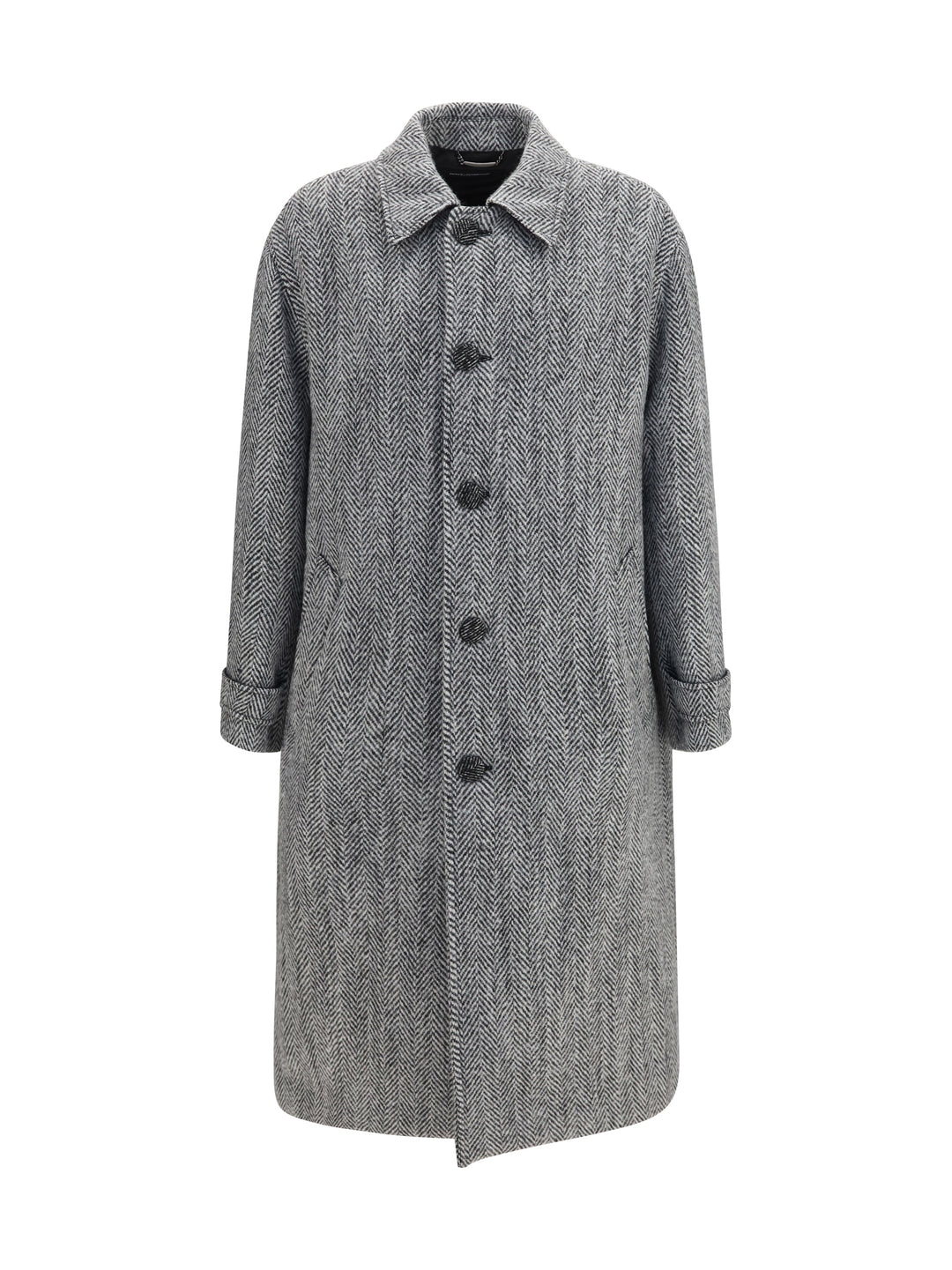 Chevron wool-blend single-breasted Coat 1