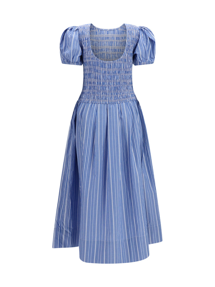 Striped cotton Dress with puff sleeves 2