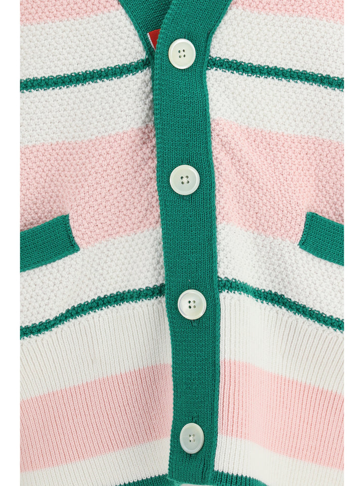 Classic stripe seed stitch V Neck Cardigan 3