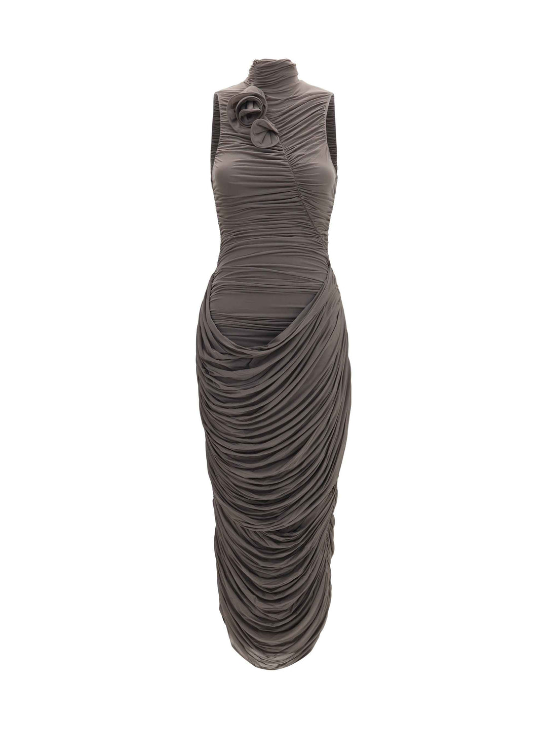 Draped high-neck midi Dress