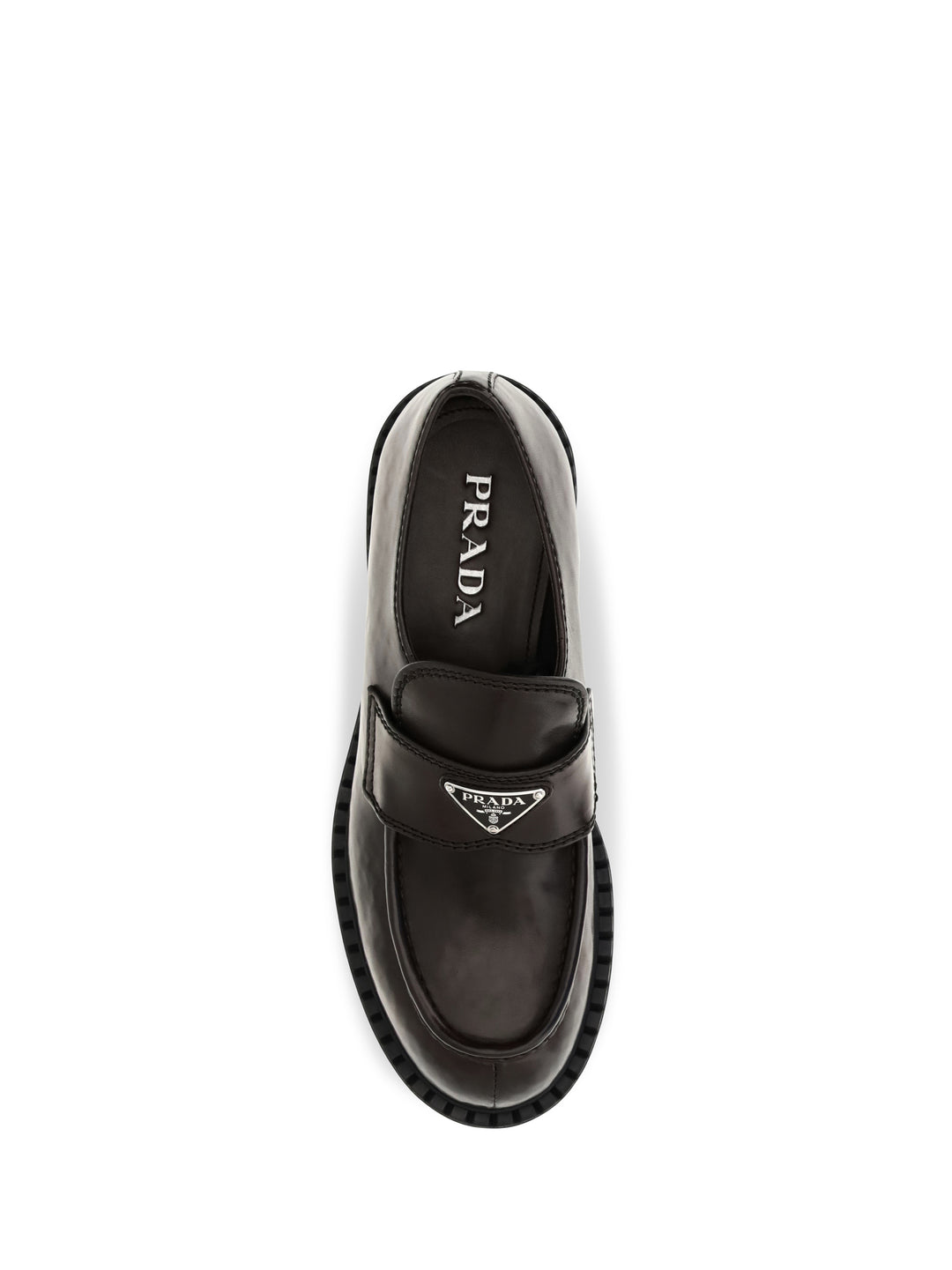 Brushed leather Loafers with triangle logo 4