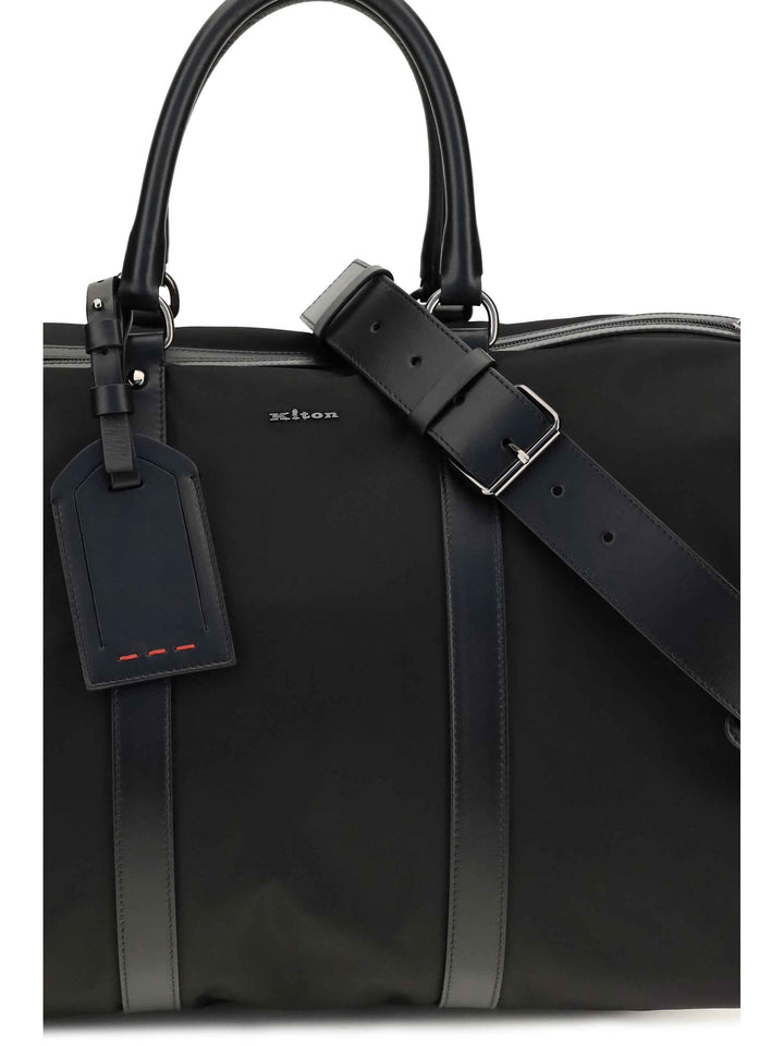 Leather-trim Travel Duffle Bag