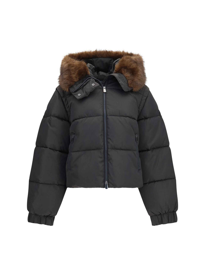 Godetia padded Down Jacket with faux fur