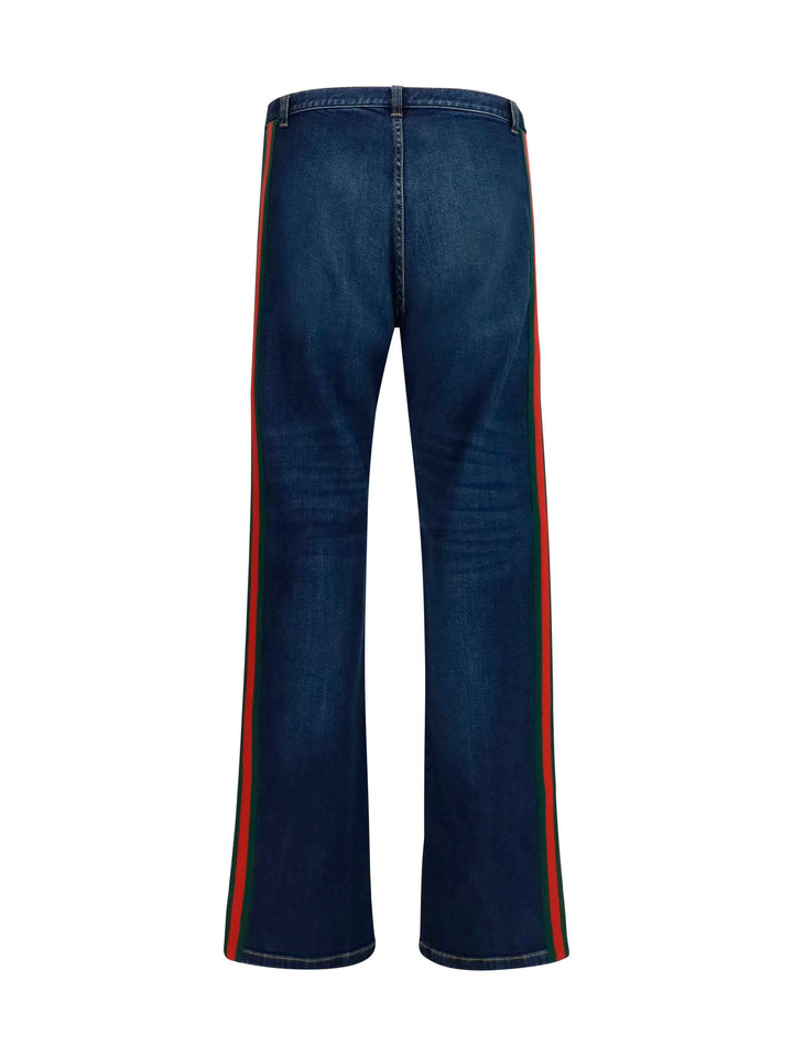 Cotton Jeans with Web stripe