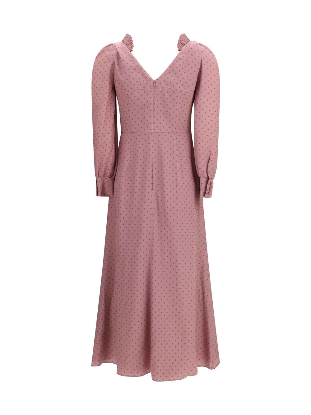 Polka Dot Midi Dress with Ruffles