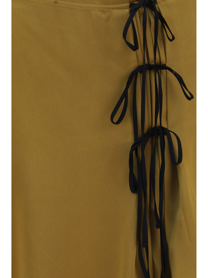 Satin midi Skirt with tie details 3