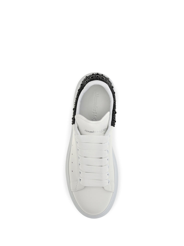 Oversized Sneakers with suede heel and crystal details 4