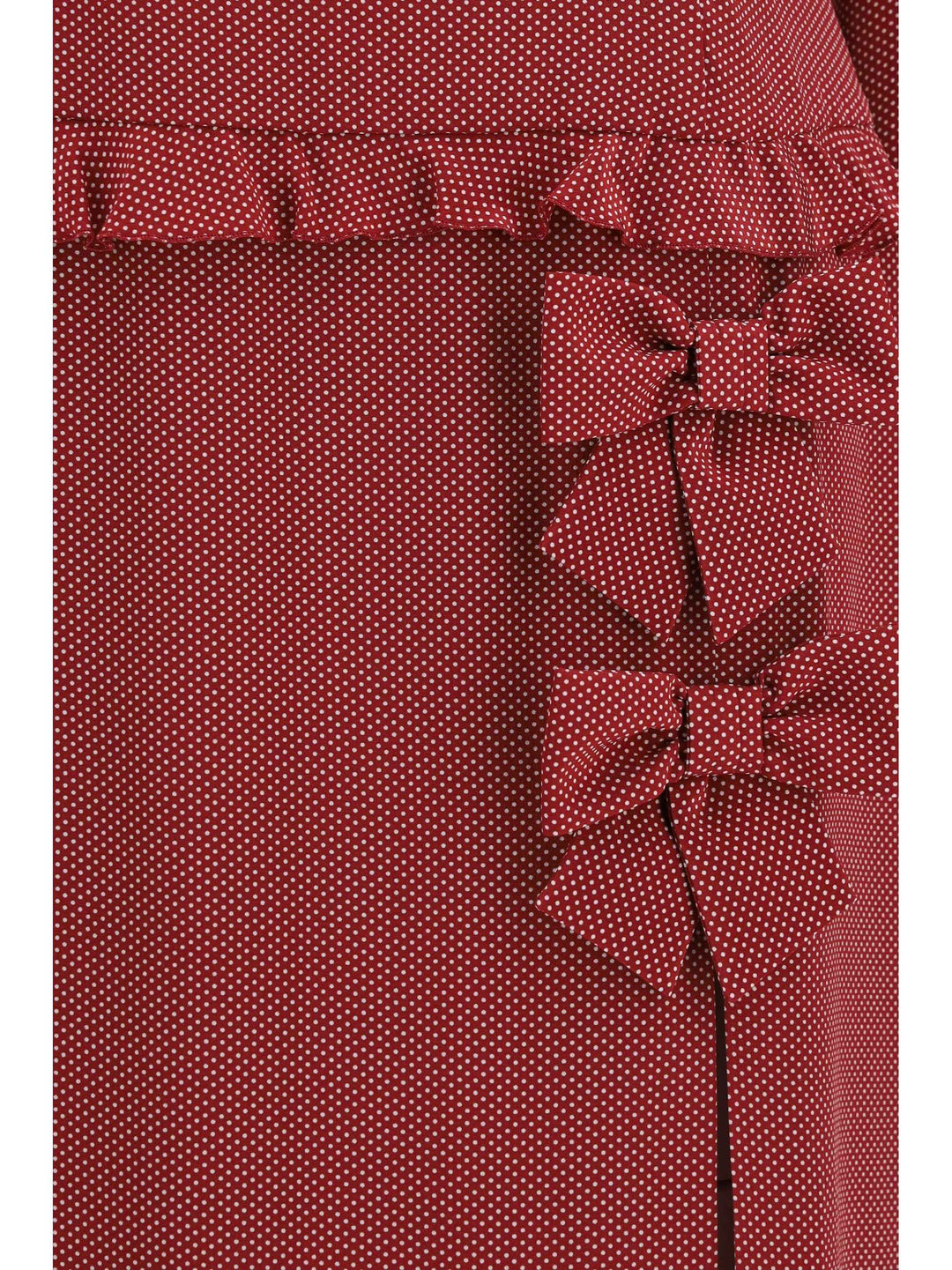 Silk polka-dot midi Dress with appliqué bows