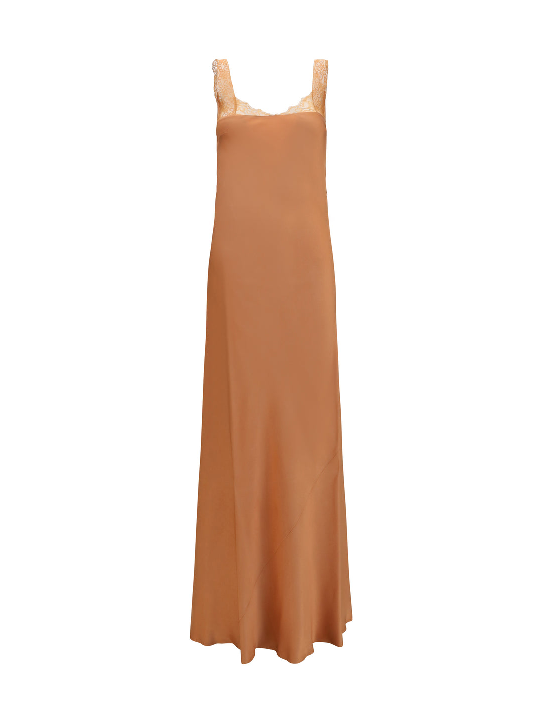 satin maxi Dress with lace trims 1