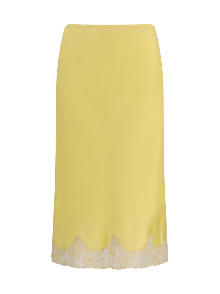 Satin midi Skirt with lace inserts 1