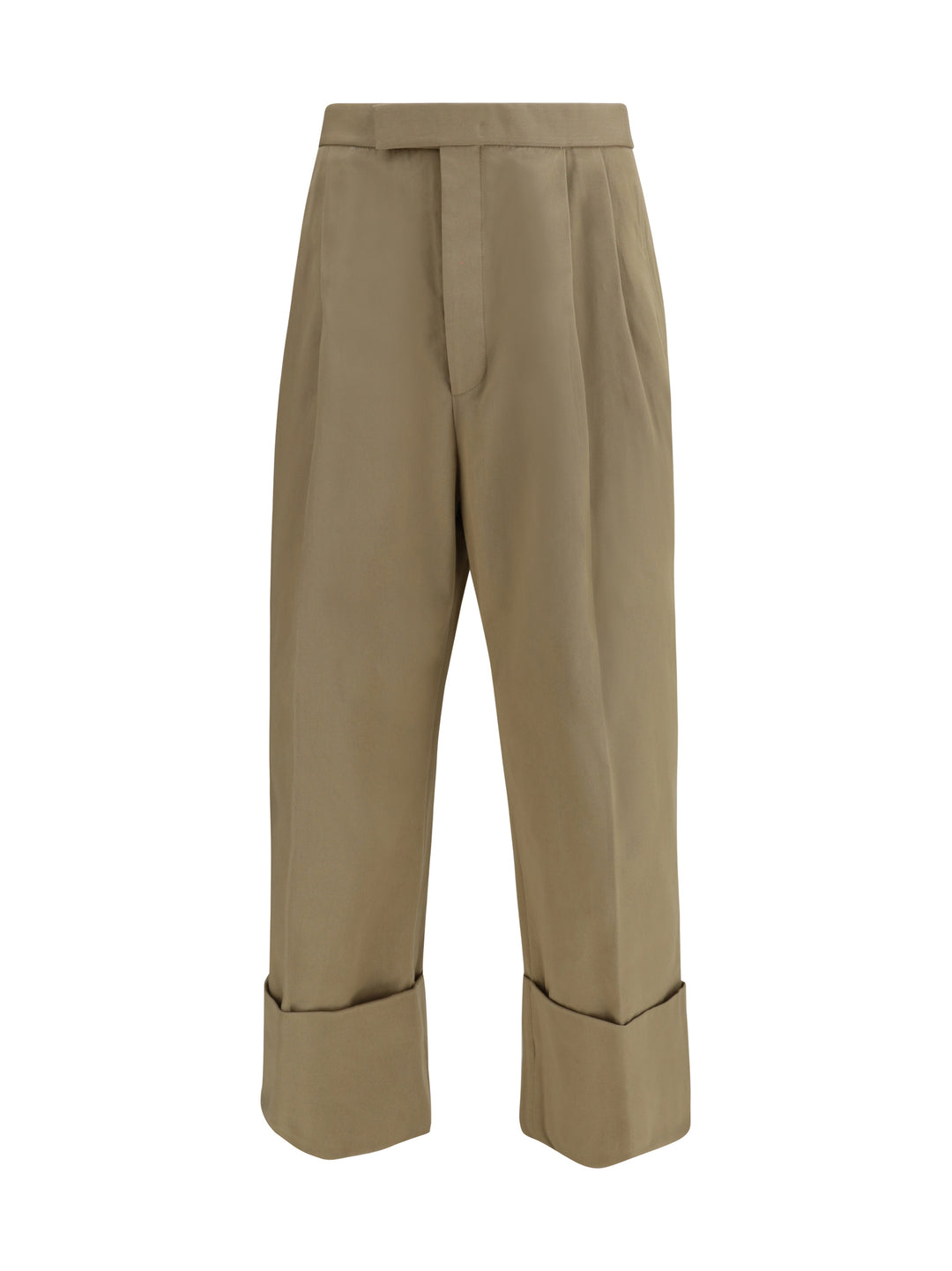 Cotton gabardine Pants with double pleats 1