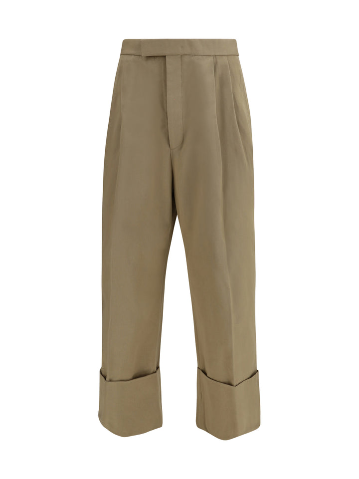 Cotton gabardine Pants with double pleats 1