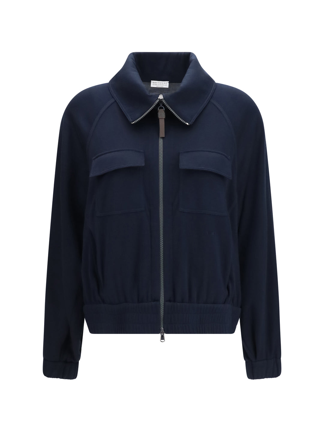 High-neck Sweatshirt in cotton and silk blend 1