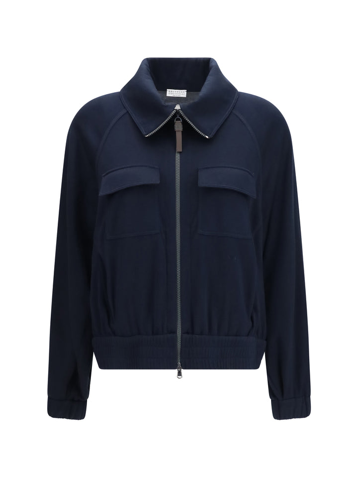 High-neck Sweatshirt in cotton and silk blend 1