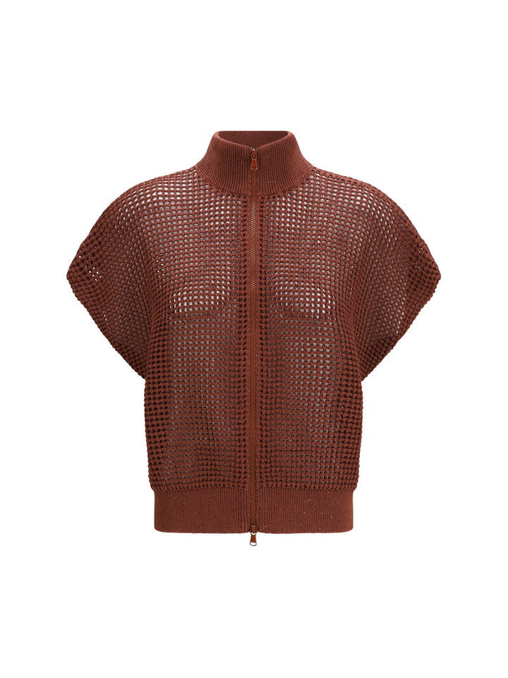 Cotton mesh Cardigan with Dazzling Details 1