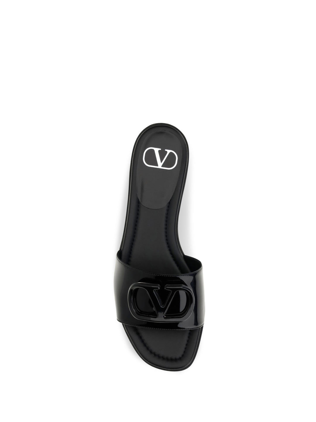 VLogo patent leather Slide Sandals 4