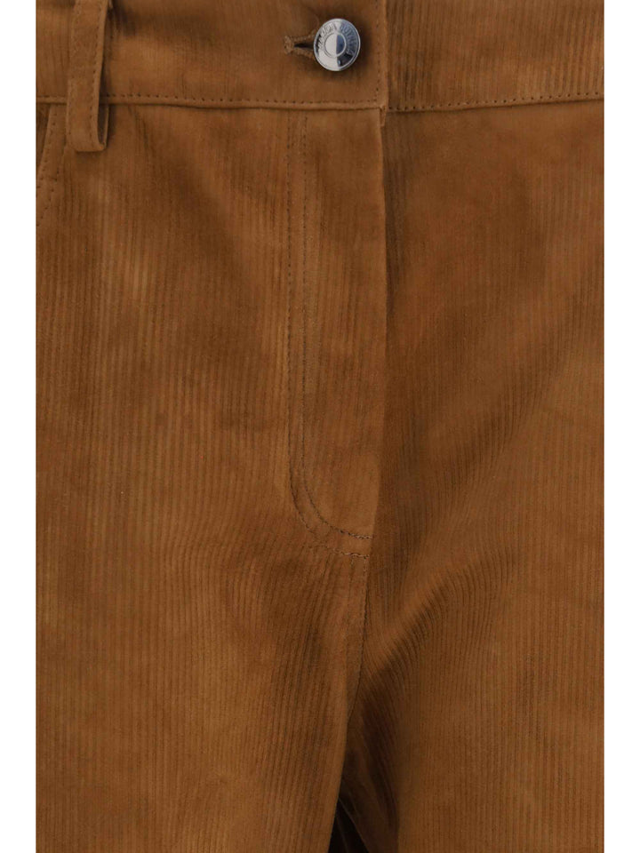 Straight-leg corduroy-effect leather Pants