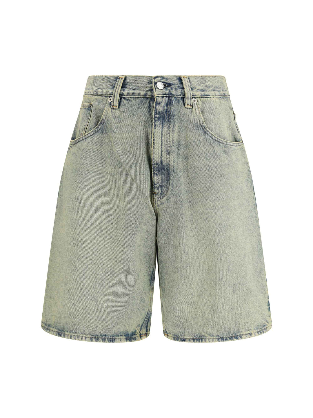 Super Wide Denim Bermuda Shorts