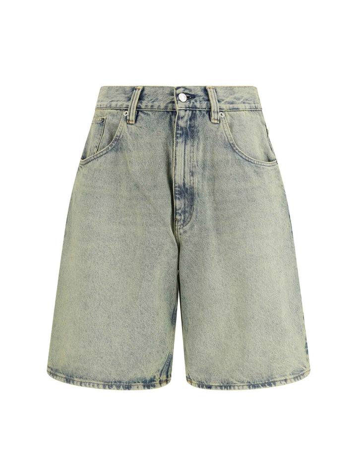Super Wide Denim Bermuda Shorts