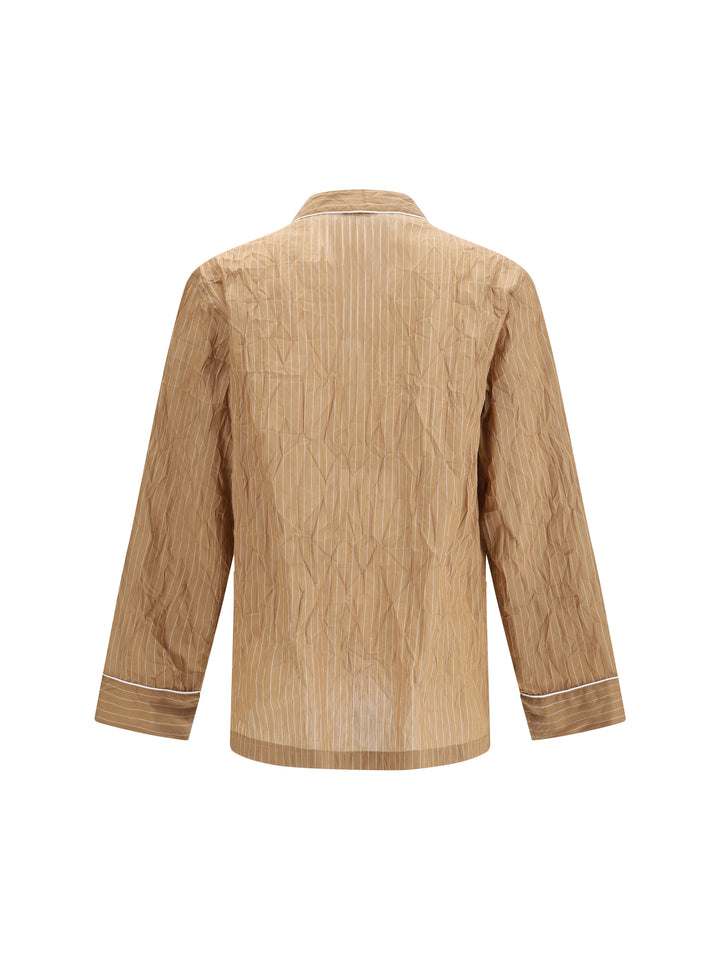Vanity Shirt-style robe in froissé striped fabric 2