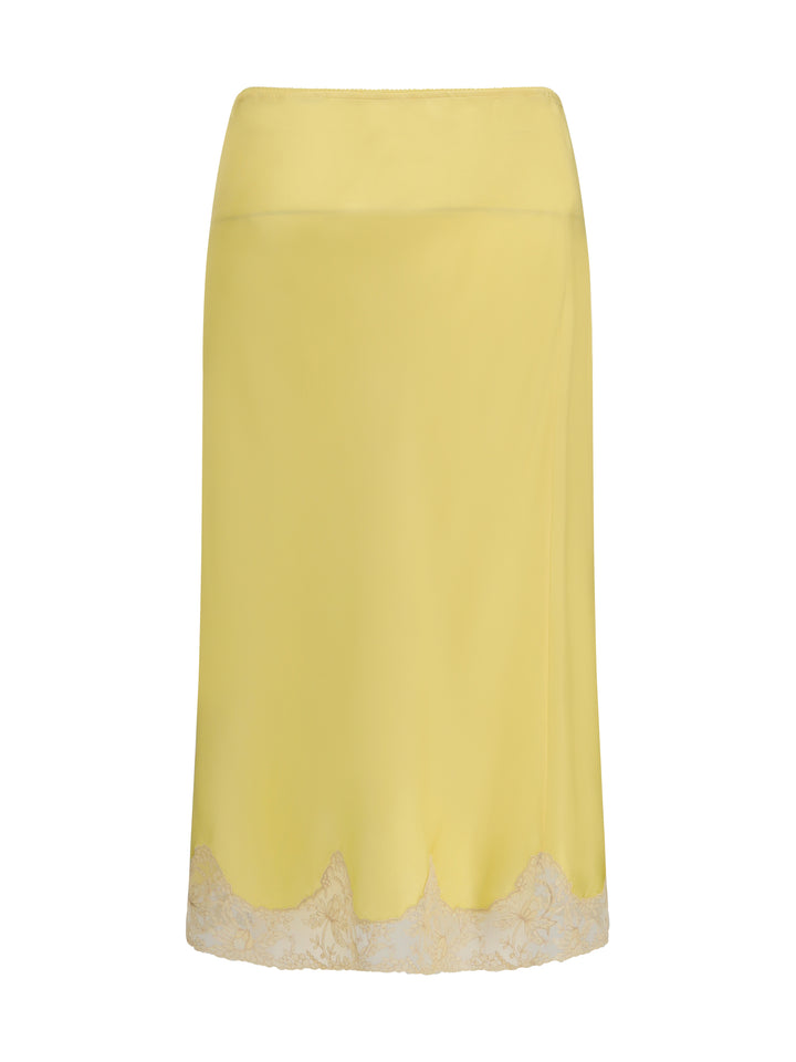 Satin midi Skirt with lace inserts 2