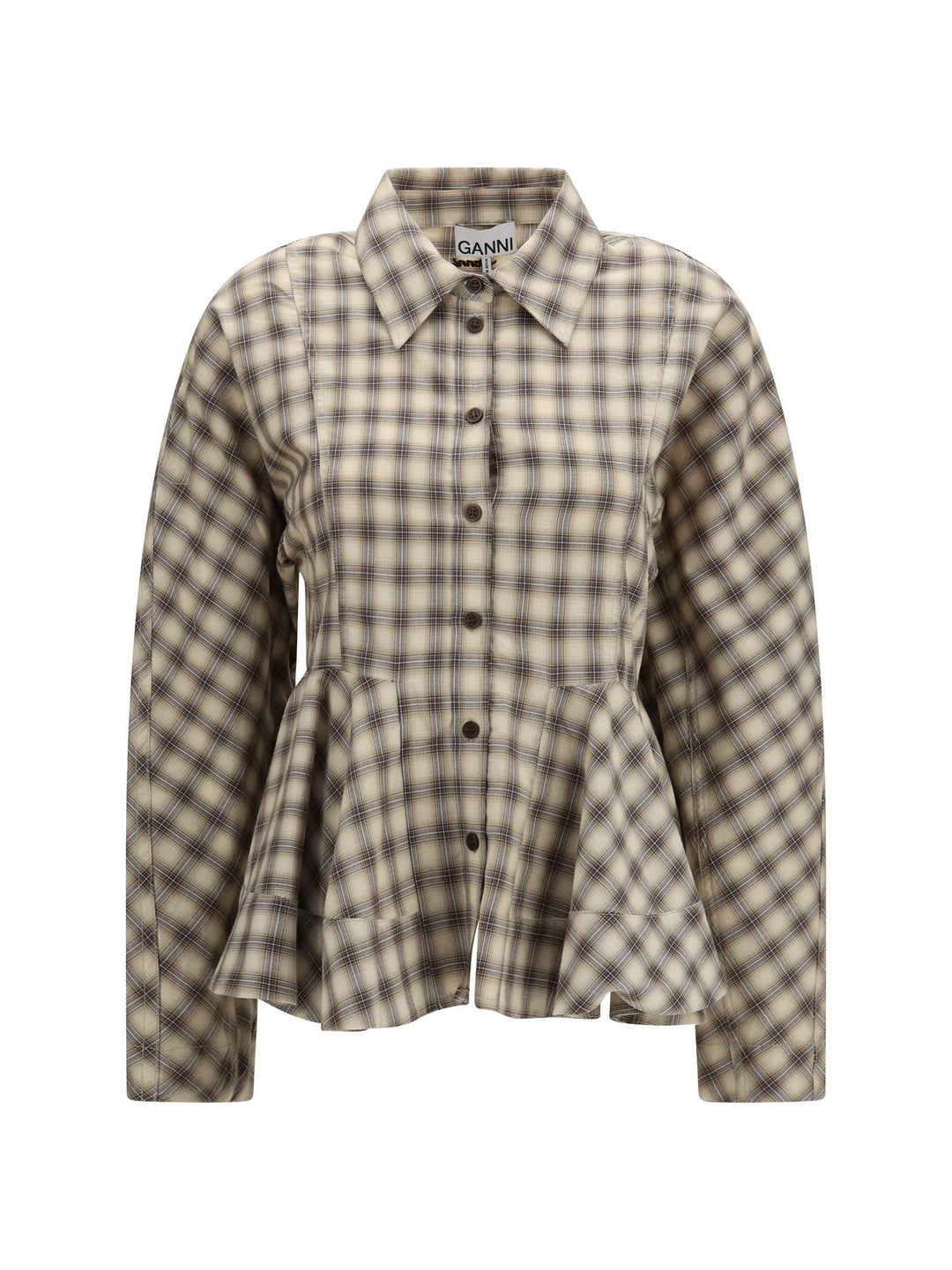 Check flannel Peplum Shirt