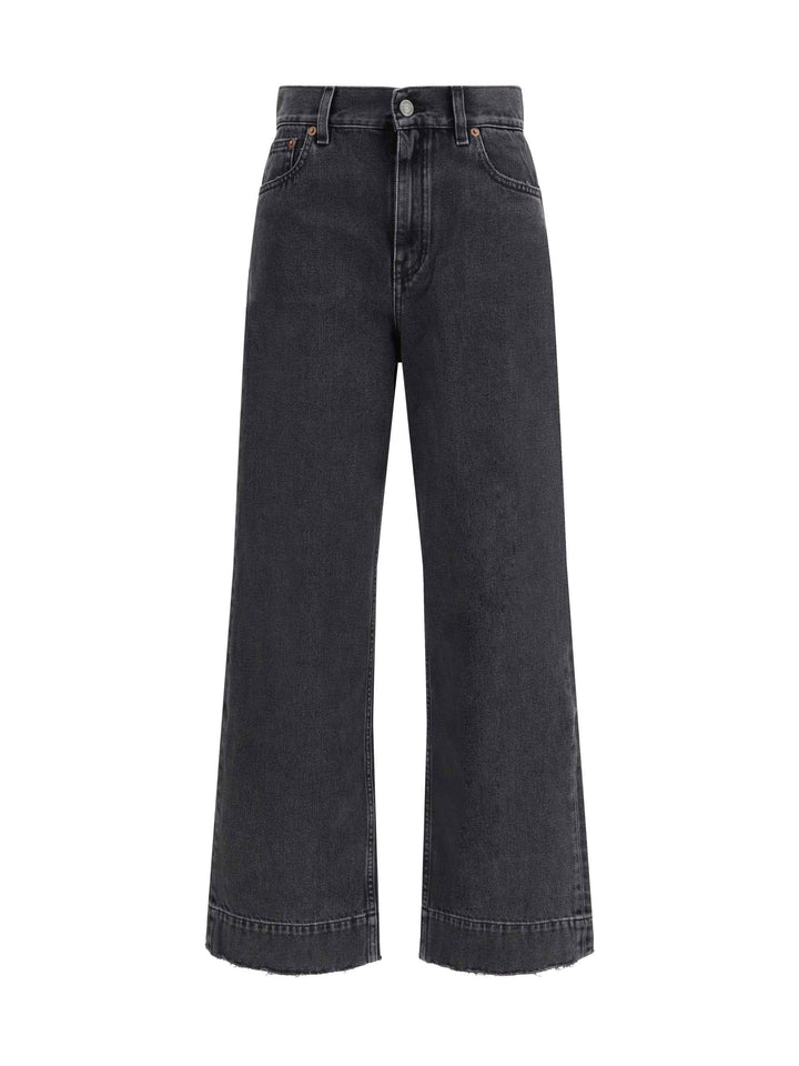 High-Waisted Cropped Denim Jeans