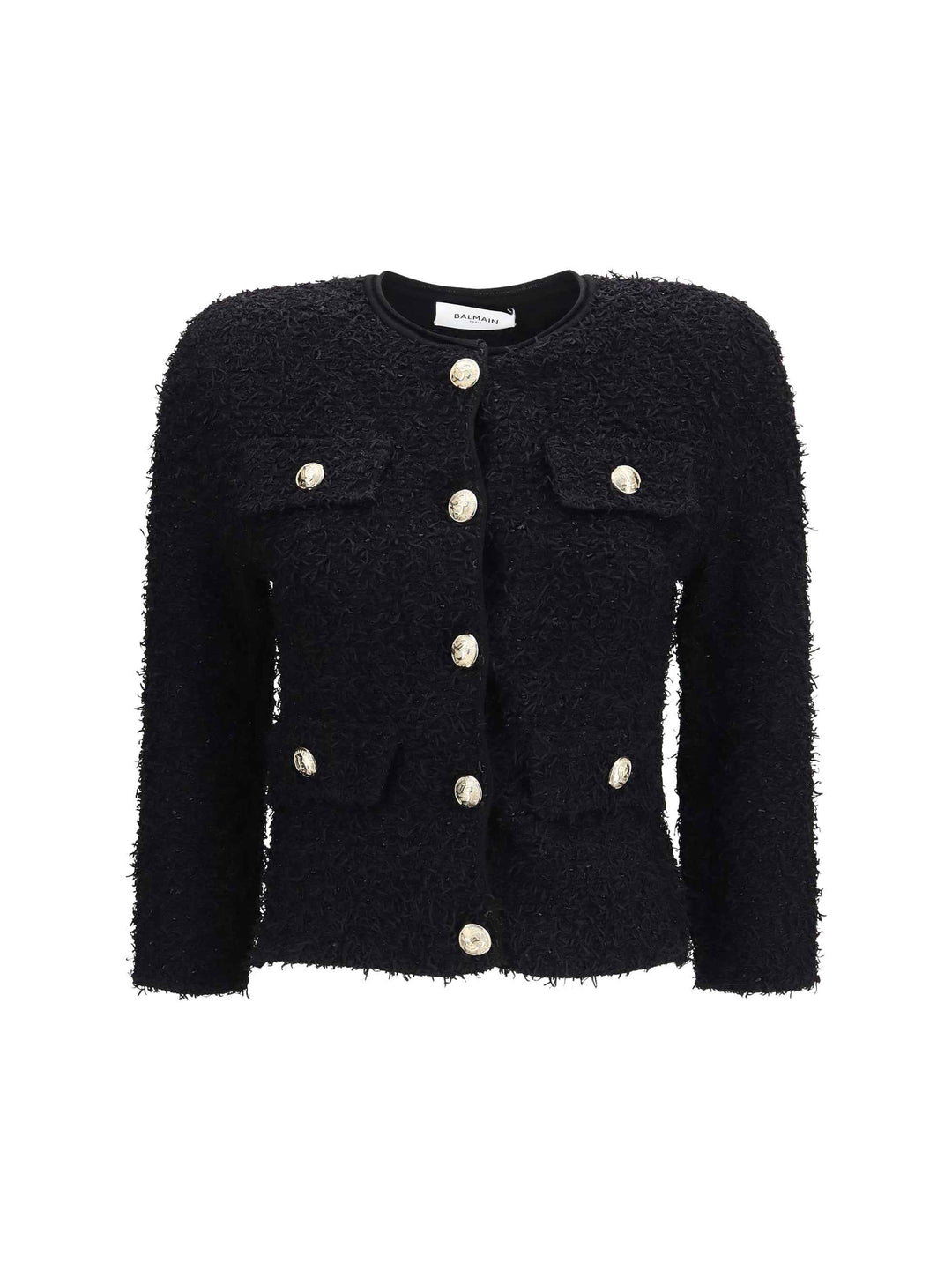 Double-breasted tweed cropped Jacket with logo buttons