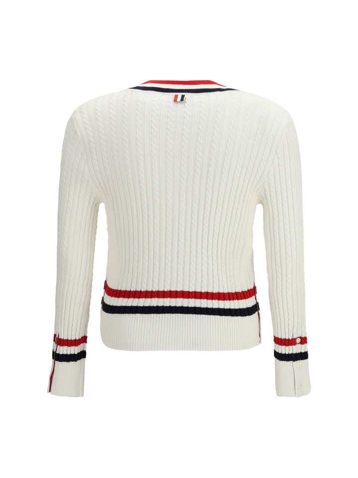 Intarsia cable-knit V-neck Sweater 2
