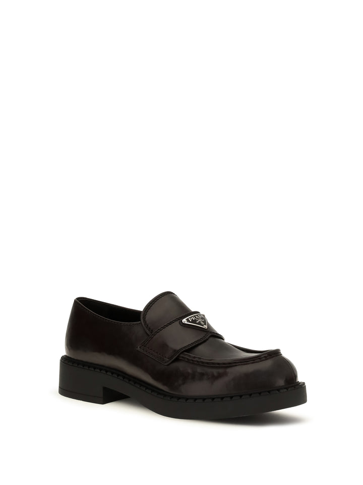 Brushed leather Loafers with triangle logo 2