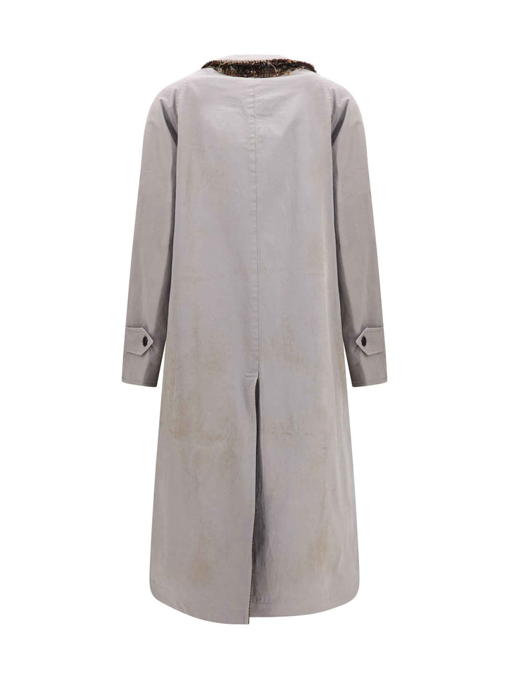 Reversible single-breasted coat with gocce details