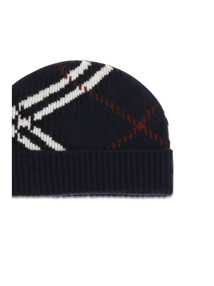 Check cashmere-blend Beanie 3