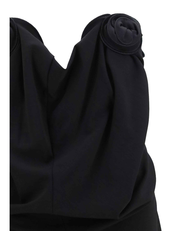 Draped Dress with sculptural floral details