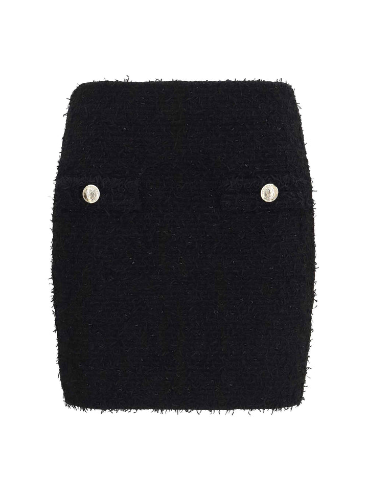 Tweed Mini Skirt with logo buttons