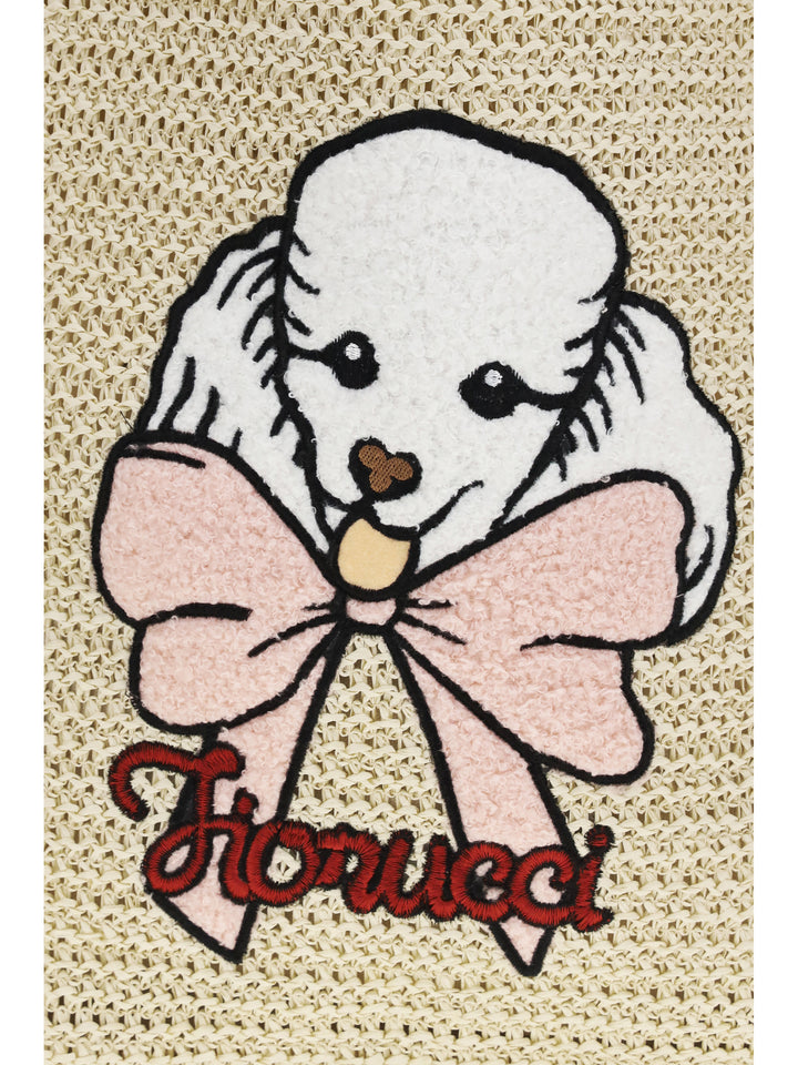 Raffia Tote Bag with poodle 4