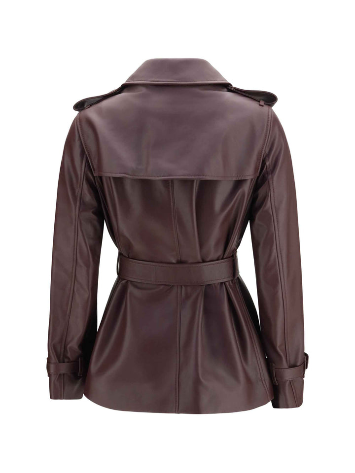 Short leather Trench Coat