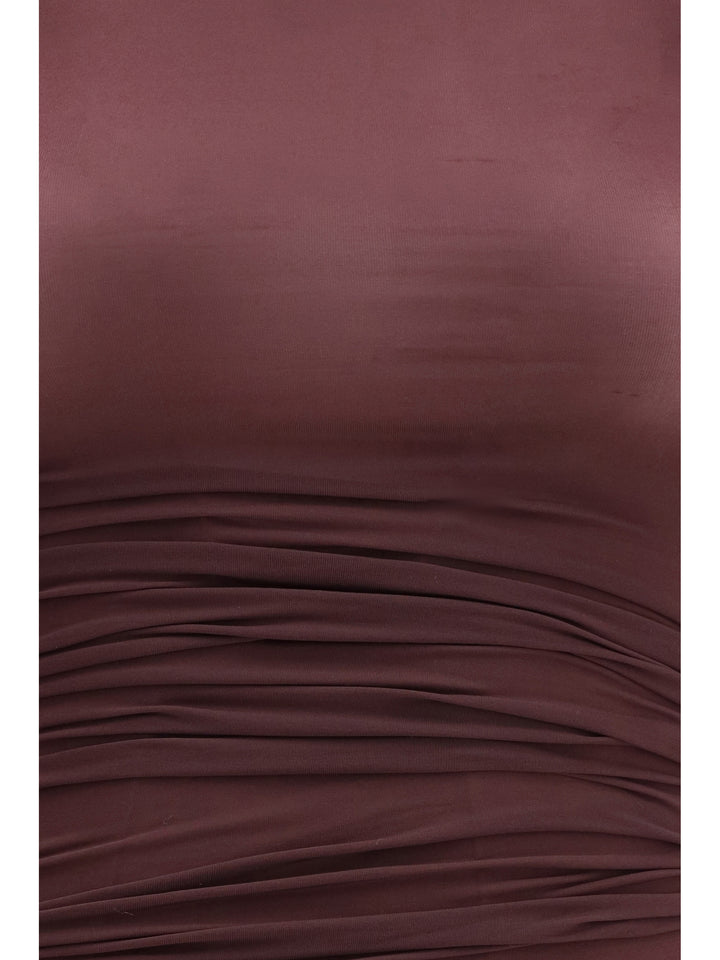 Asymmetric semi-sheer midi Dress 3