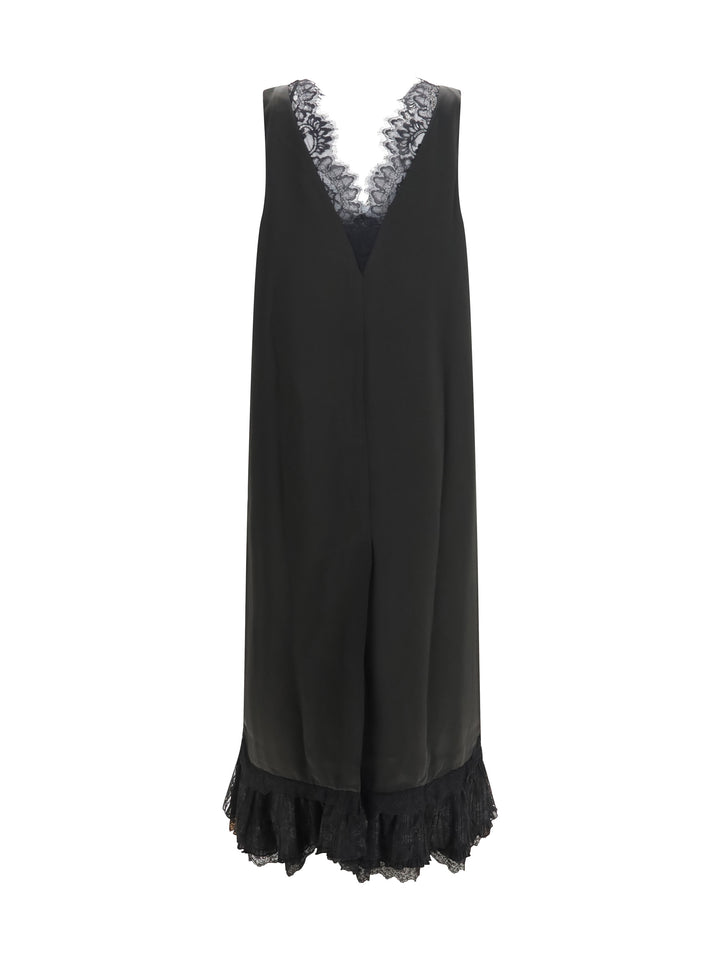 Lace-trimmed satin long Dress 2