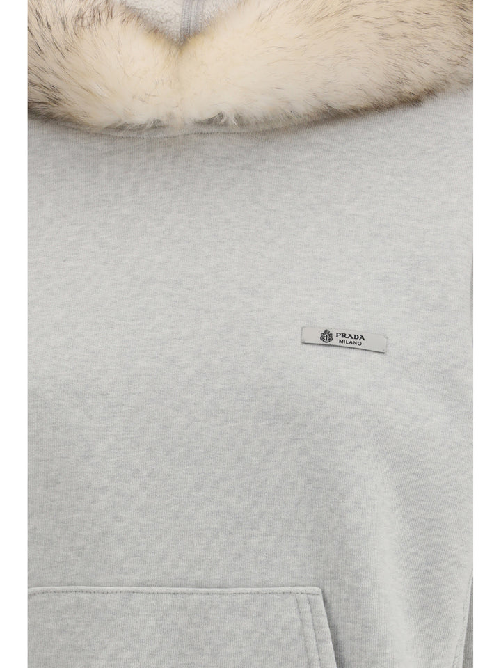Hoodie features a hood lined in shearling 3