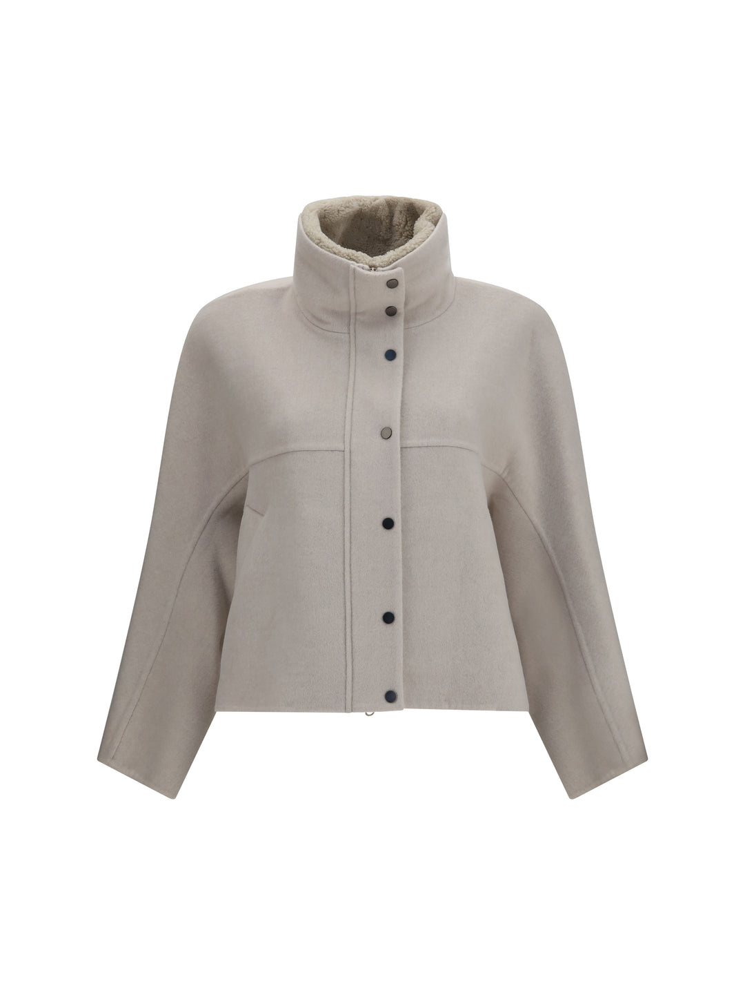 Double-faced virgin wool and cashmere Outerwear with detachable shearling insert 1