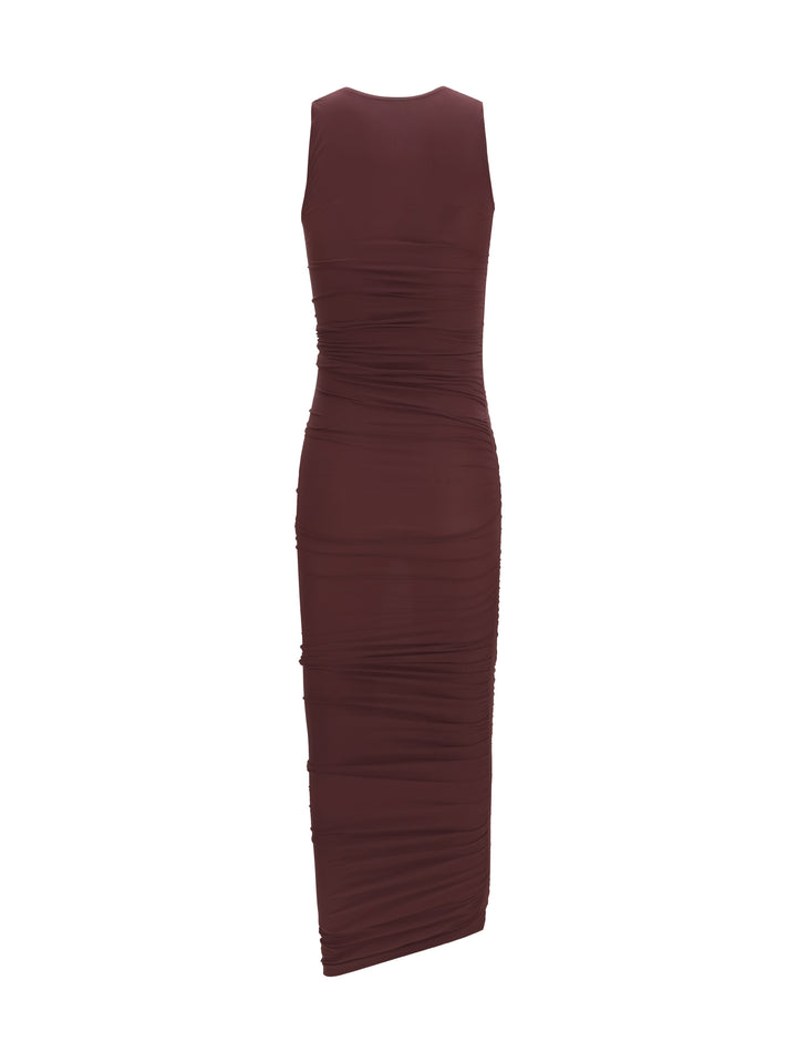 Asymmetric semi-sheer midi Dress 2