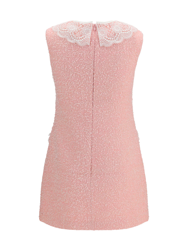 Bouclé mini Dress with lace collar 2