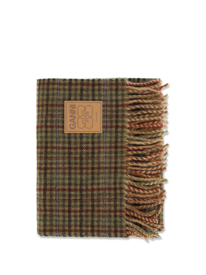 Small check wool Scarf 1