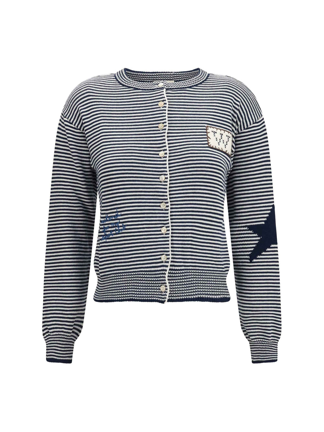 Cotton knit Cardigan with intarsia