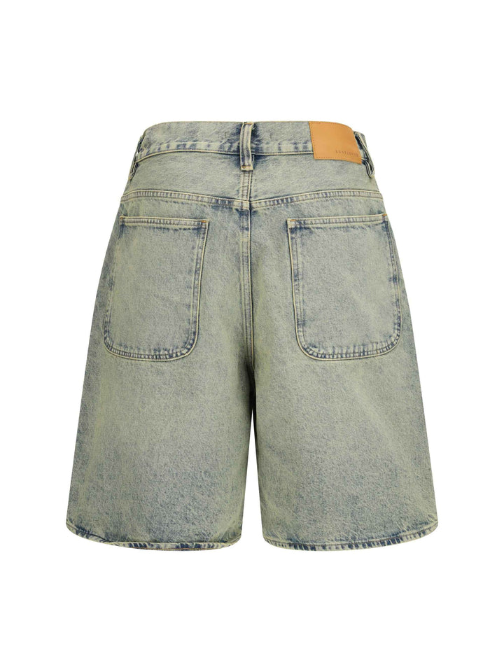 Super Wide Denim Bermuda Shorts