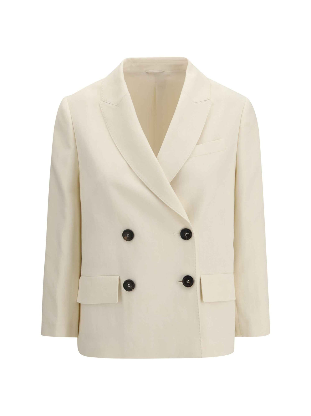 Fluid twill Jacket in viscose and linen with monile