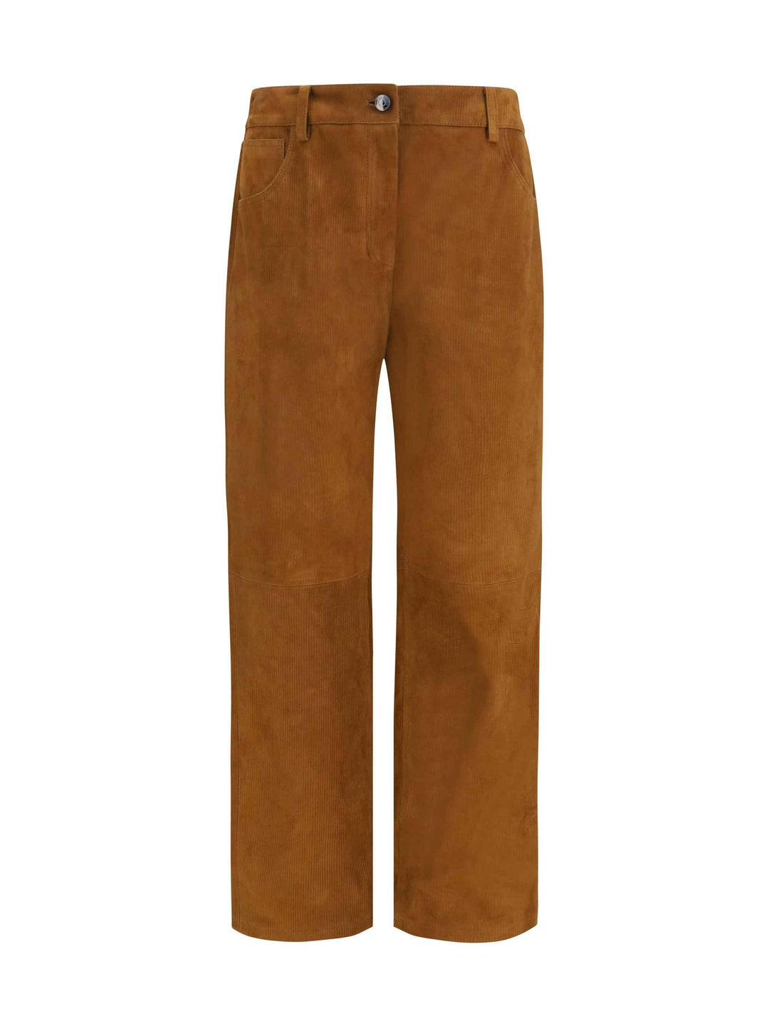 Straight-leg corduroy-effect leather Pants