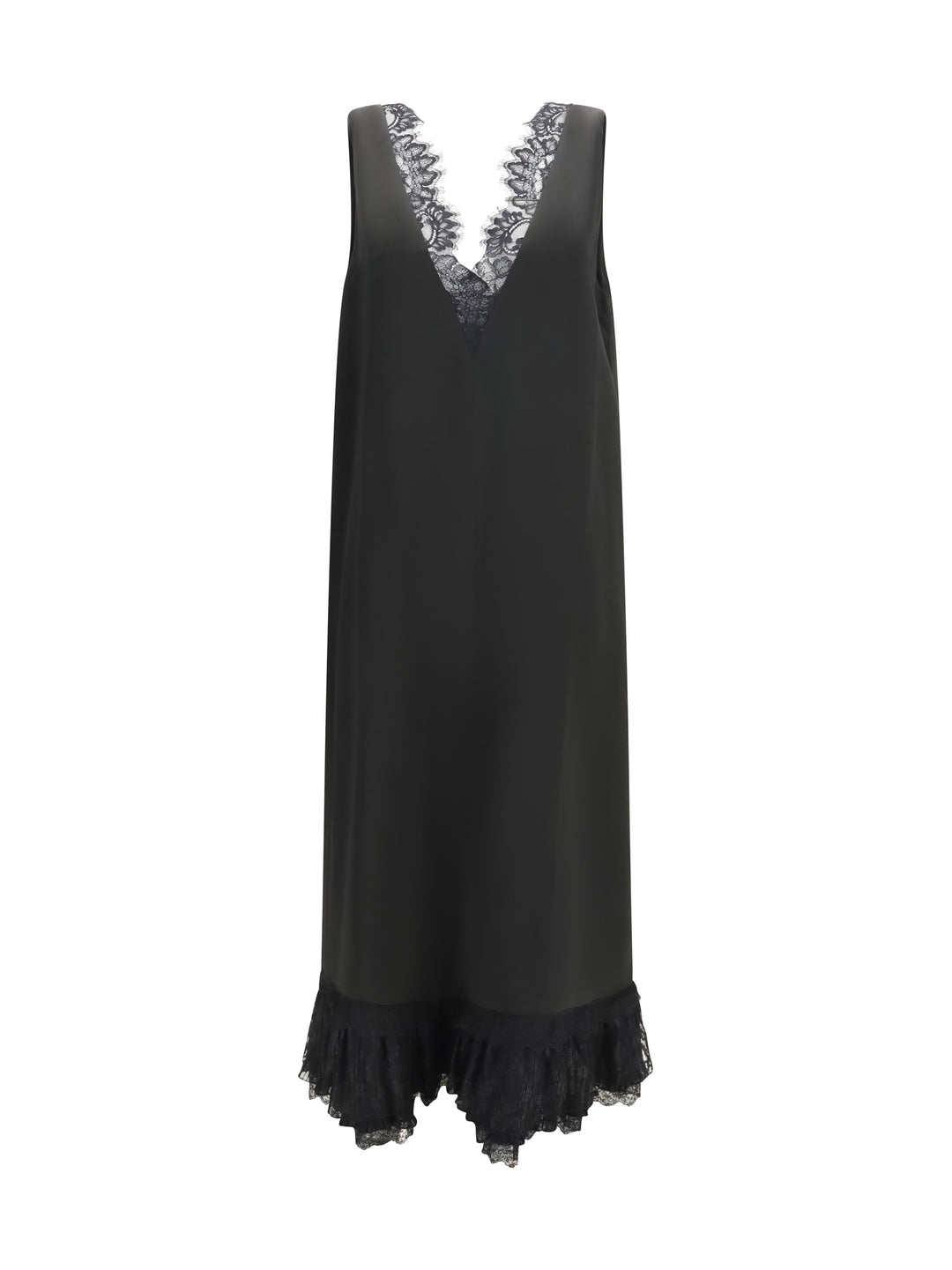 Lace-trimmed satin long Dress 1