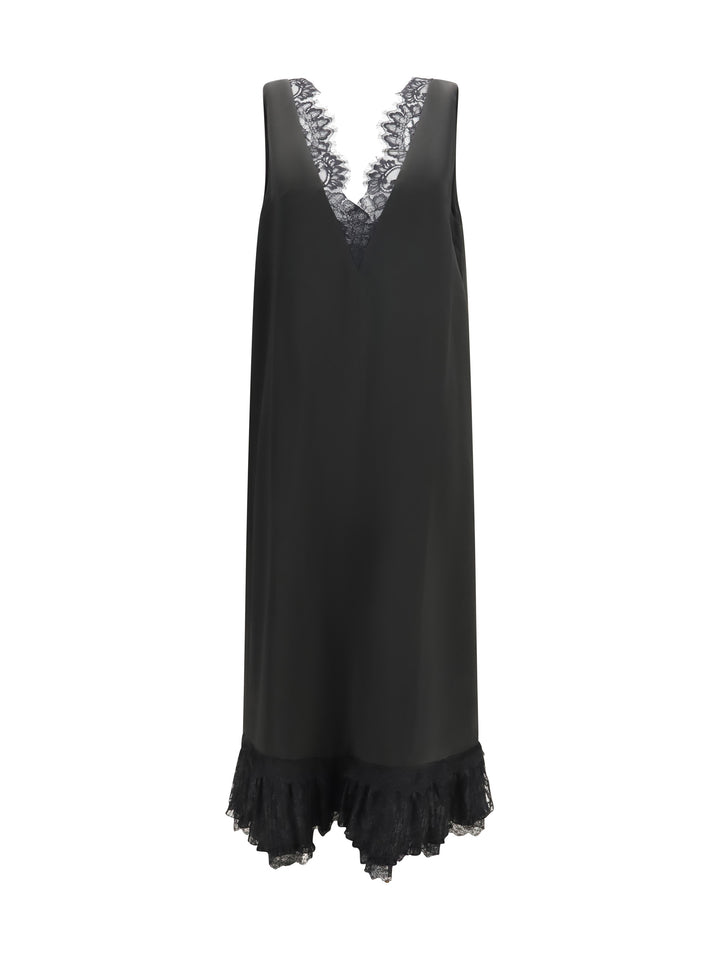 Lace-trimmed satin long Dress 1