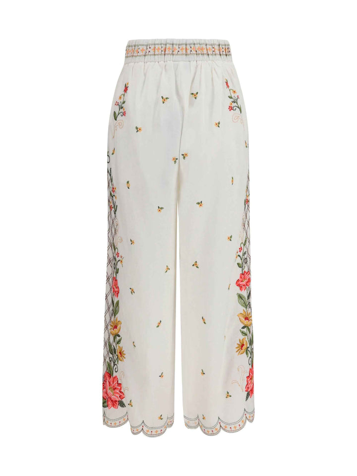 Floral embroidered wide-leg Pants